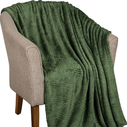 Queen Green Flannel Knitted Plush Blanket