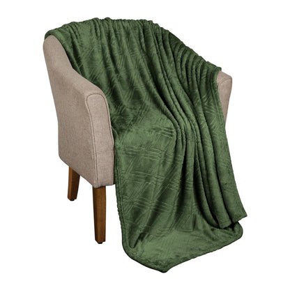 Queen Green Flannel Knitted Plush Blanket