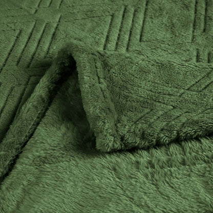 Queen Green Flannel Knitted Plush Blanket