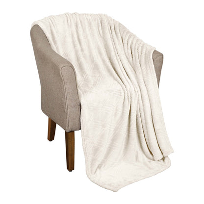 King Ivory Geometric Flannel Woven Plush Blanket