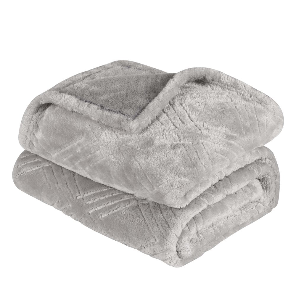 King Platinum Geometric Flannel Woven Plush Blanket