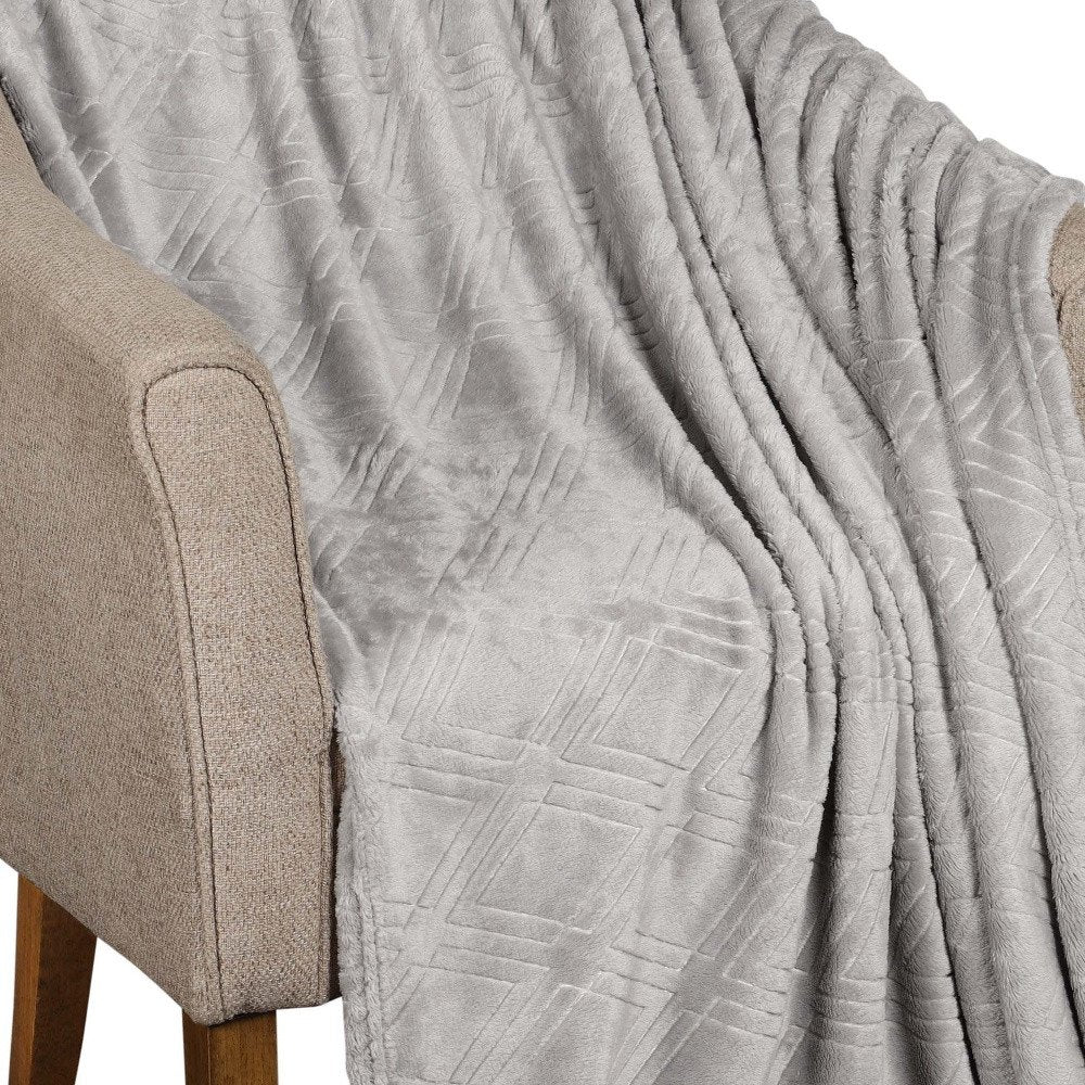 King Platinum Geometric Flannel Woven Plush Blanket