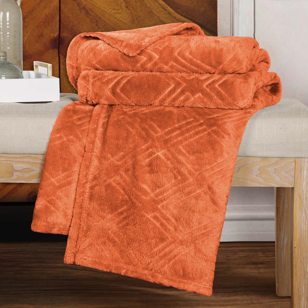 King Rust Flannel Knitted Plush Blanket