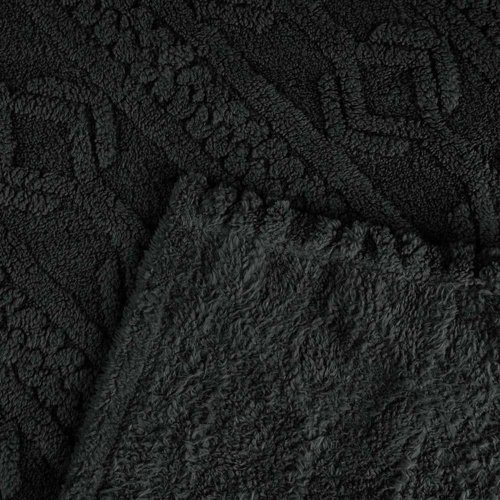 King Black Geometric Fleece Woven Plush 4.20 Pound Weighted Blanket