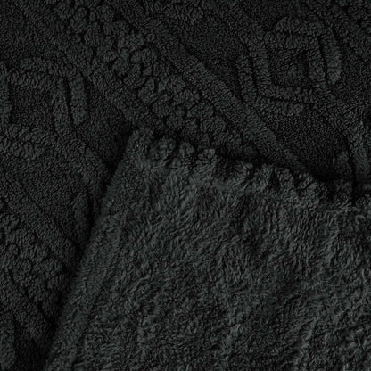 King Black Geometric Fleece Woven Plush 4.20 Pound Weighted Blanket