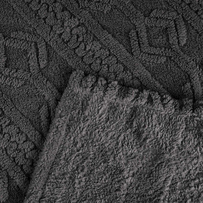 King Charcoal Fleece Knitted Plush Blanket