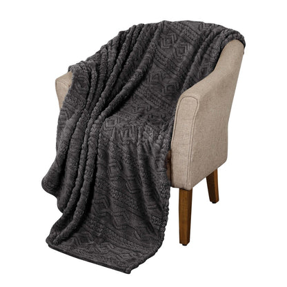 King Charcoal Fleece Knitted Plush Blanket