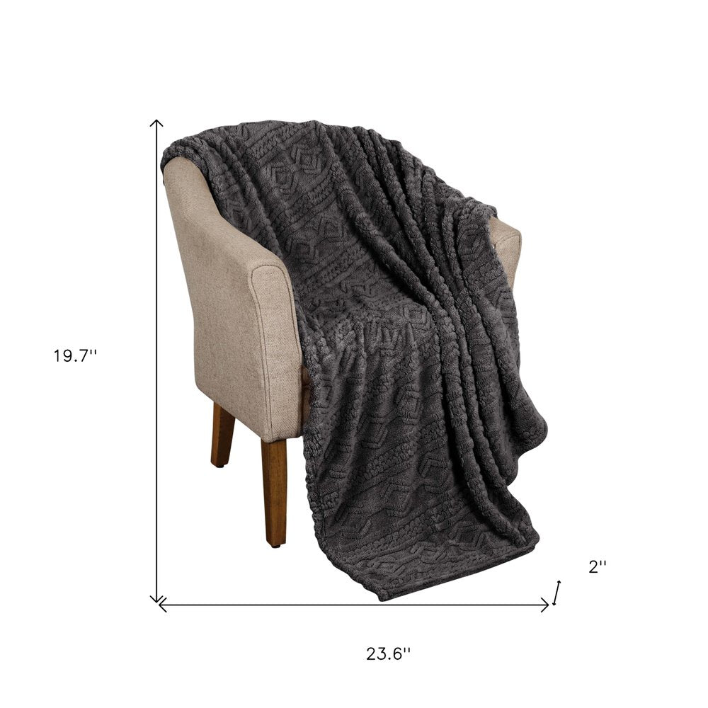 King Charcoal Fleece Knitted Plush Blanket