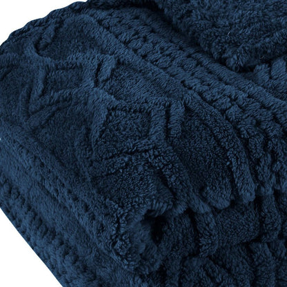 King Navy Blue Fleece Knitted Plush Blanket