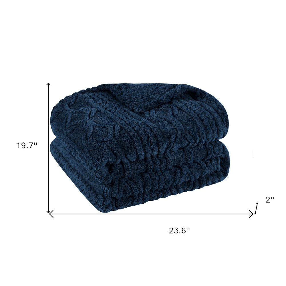 King Navy Blue Fleece Knitted Plush Blanket