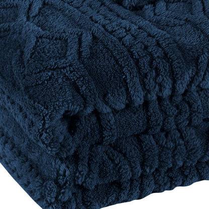 King Navy Blue Fleece Knitted Plush Blanket