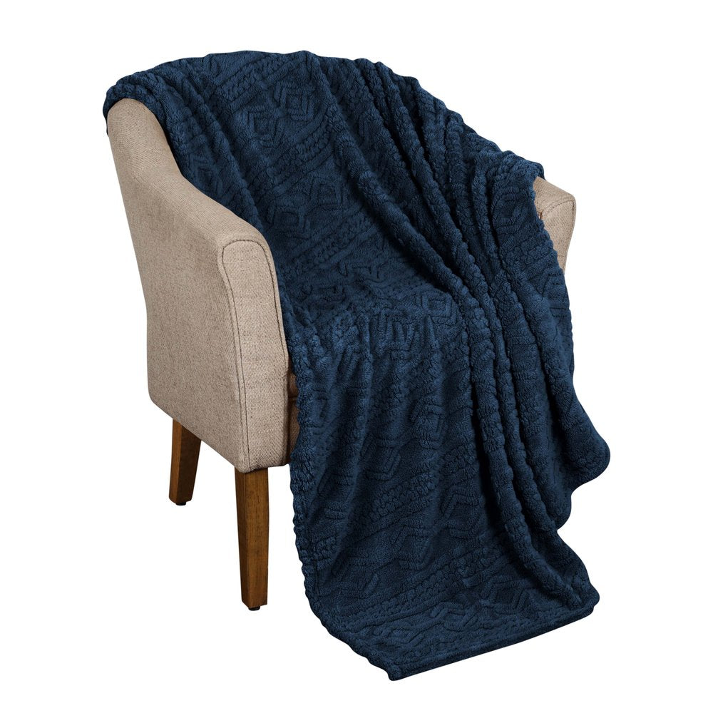 King Navy Blue Fleece Knitted Plush Blanket