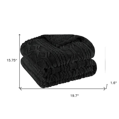 Twin Black Geometric Fleece Woven Plush Blanket