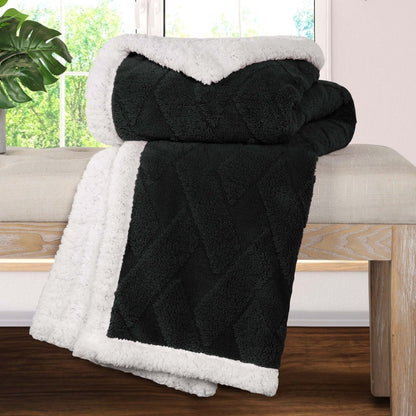 Queen Black Fleece Knitted Plush Blanket