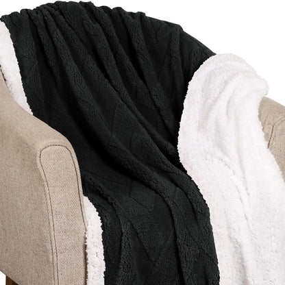 Queen Black Fleece Knitted Plush Blanket