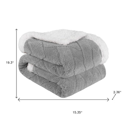 Queen Platinum Geometric Fleece Woven Plush Blanket