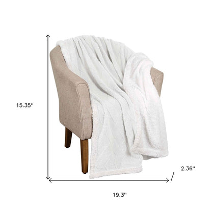 Queen White Fleece Knitted Plush Blanket