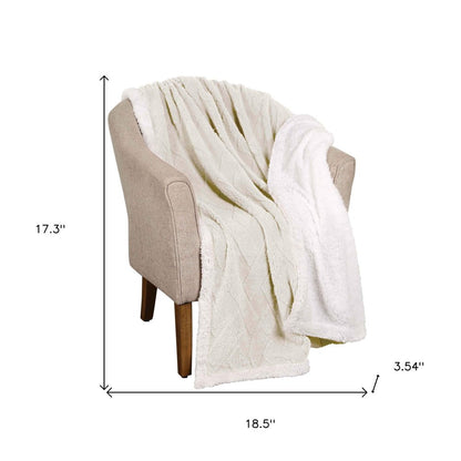 King Ivory Geometric Fleece Woven Plush Blanket