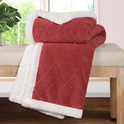 King Red And Orange Fleece Knitted Plush Blanket