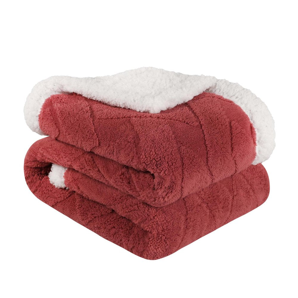King Red And Orange Fleece Knitted Plush Blanket