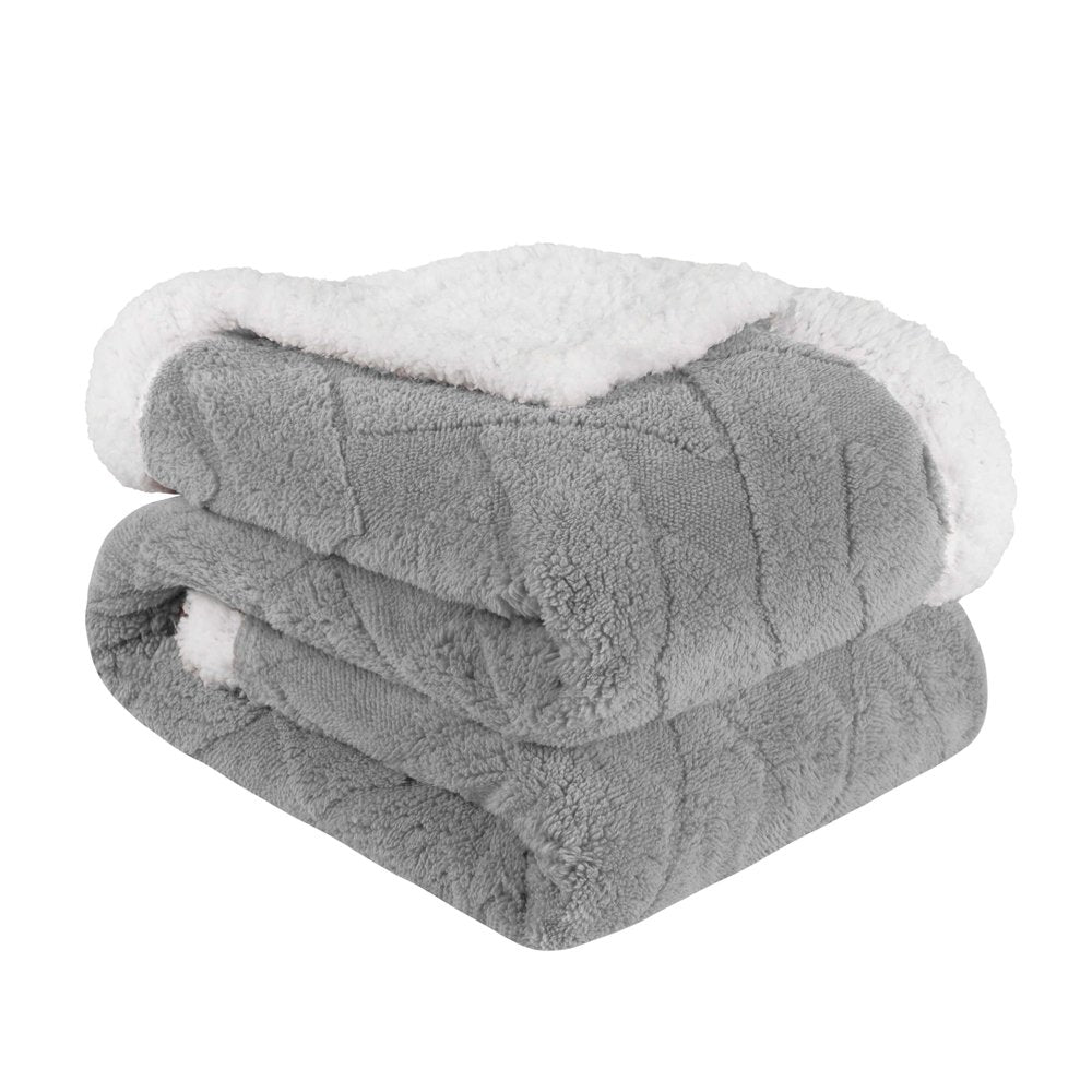 King Platinum Geometric Fleece Woven Plush Blanket