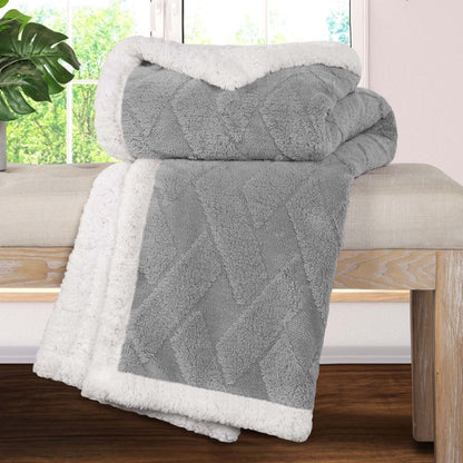 King Platinum Geometric Fleece Woven Plush Blanket