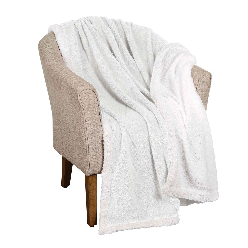 King White Fleece Knitted Plush Blanket