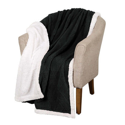 Twin Black Fleece Knitted Plush Blanket