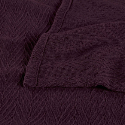 California King Plum Chevron Cotton Woven Blanket