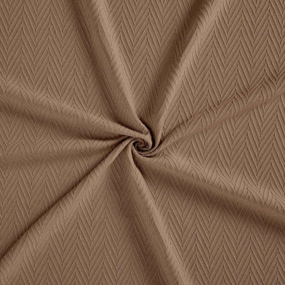California King Taupe Cotton Woven Chevron Blanket