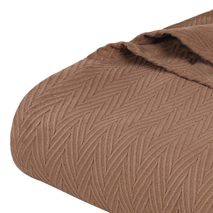 California King Taupe Cotton Woven Chevron Blanket