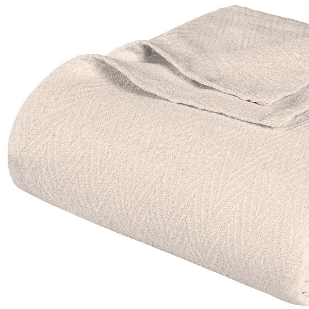 Queen Ivory Cotton Waffle Weave Blanket