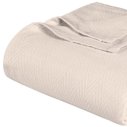Queen Ivory Cotton Waffle Weave Blanket