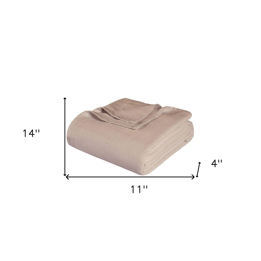 Queen Khaki Cotton Waffle Weave Blanket