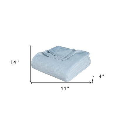 Queen Light Blue Chevron Cotton Woven Blanket