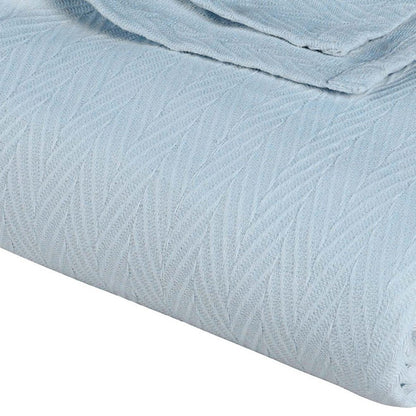 Queen Light Blue Chevron Cotton Woven Blanket