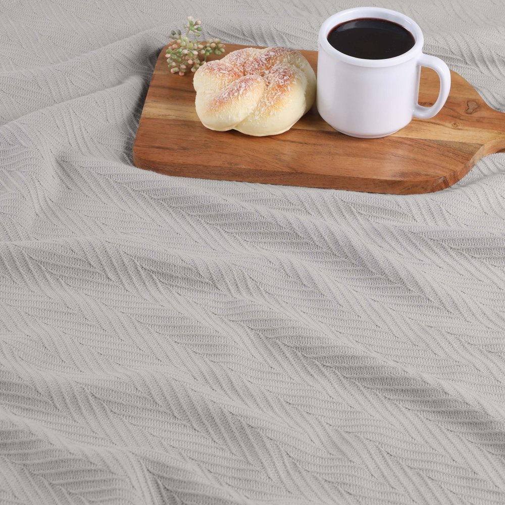 Queen Silver Cotton Waffle Weave Blanket