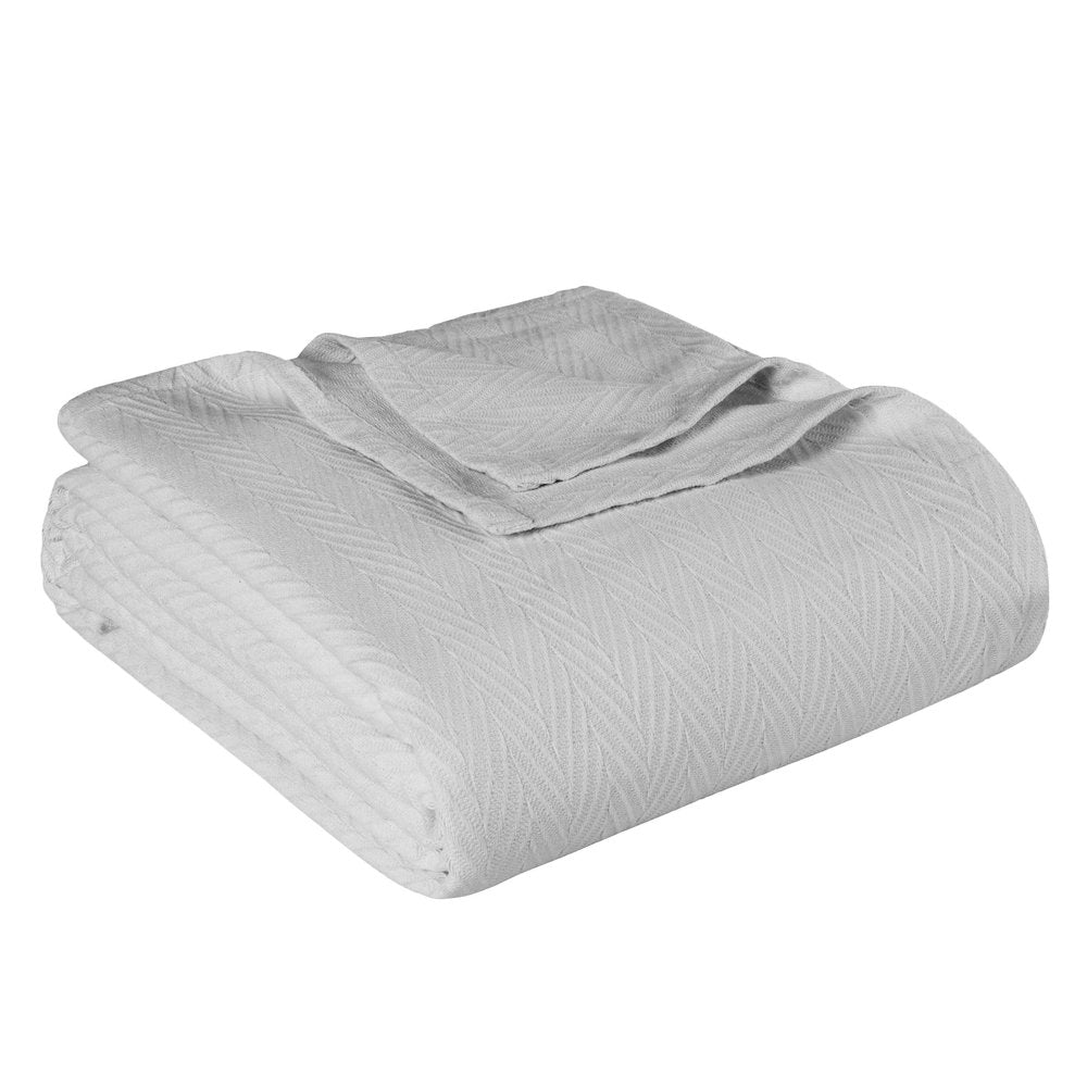 Queen Silver Cotton Waffle Weave Blanket