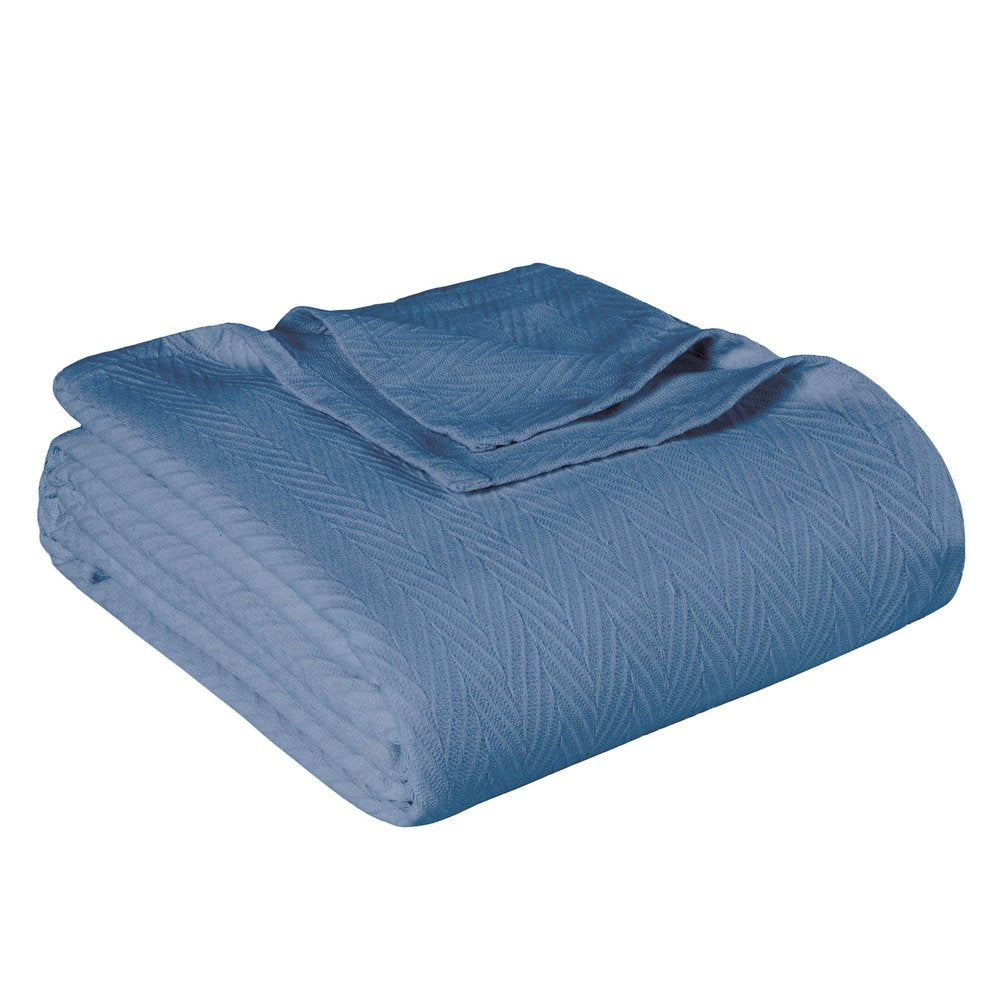 King Denim Blue Cotton Waffle Weave Blanket