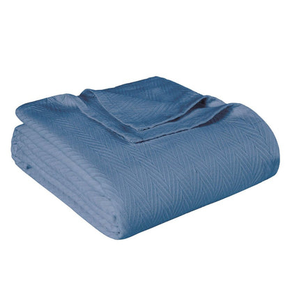 King Denim Blue Cotton Waffle Weave Blanket