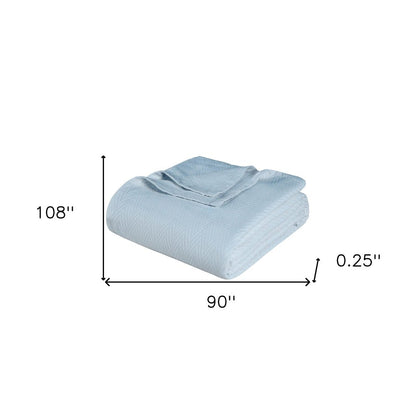 King Light Blue Cotton Woven Chevron Blanket