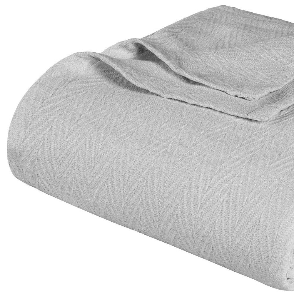 King Silver Cotton Waffle Weave Blanket