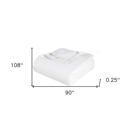 King White Cotton Woven Chevron Blanket