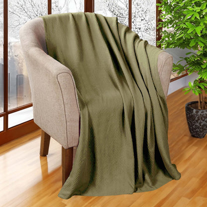 9" X 10" Sage Chevron Cotton Woven Throw Blanket