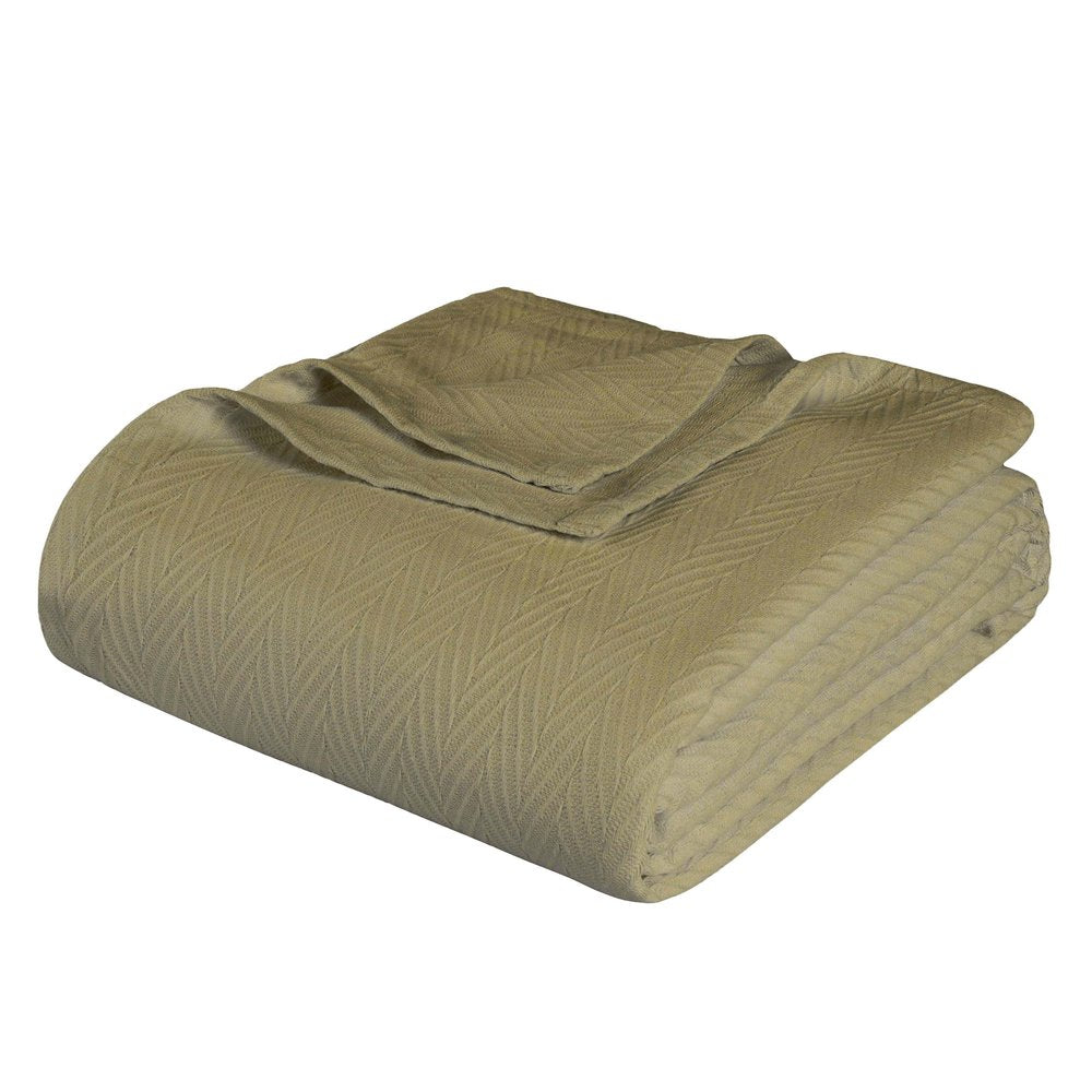 9" X 10" Sage Chevron Cotton Woven Throw Blanket