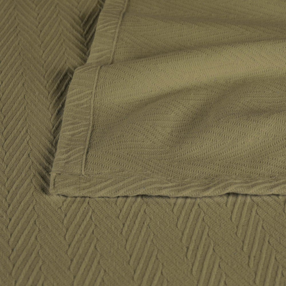 9" X 10" Sage Chevron Cotton Woven Throw Blanket