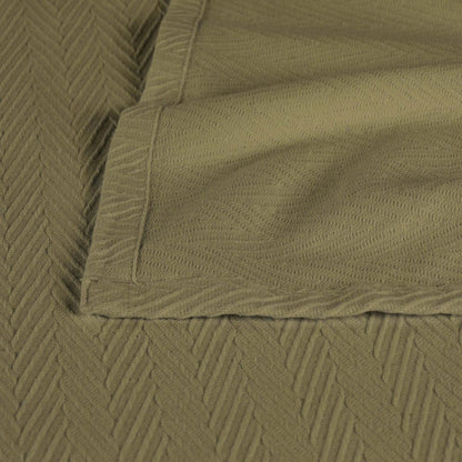 9" X 10" Sage Chevron Cotton Woven Throw Blanket