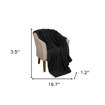 Queen Black Geometric Fleece Woven Plush Blanket