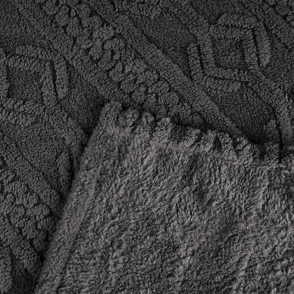 Queen Charcoal Fleece Knitted Plush Blanket