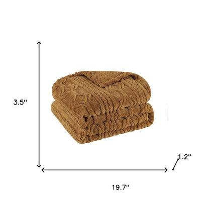 Queen Camel Polyester Knitted Geometric Plush Blanket